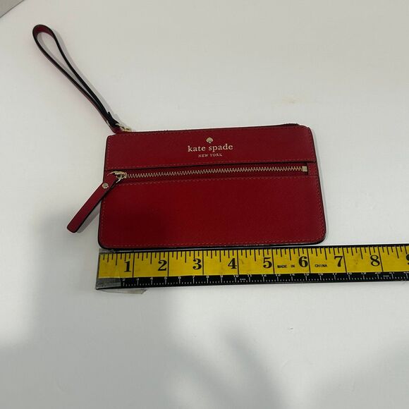 Kate Spade Wristlet Women’s Color Red Mikas Pond Bee Leather Zip-Top Closure - Picture 7 of 10